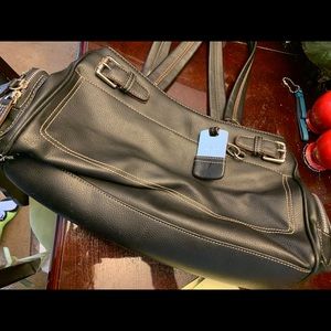 Black leather satchel